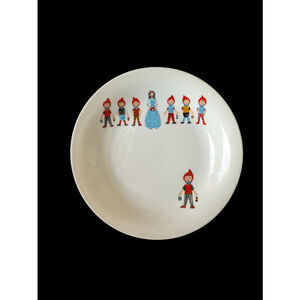 Vintage Rheinpfalz Hartporzellan Porcelain Shallow Bowl Snow White & Dwarves 8"